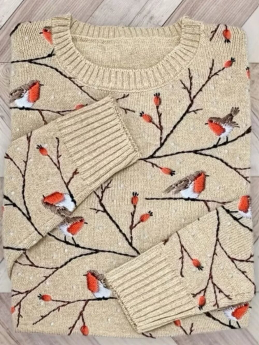 Robin & Berry Branch Print Lightweight Knit Sweater | Soft Fall Winter Pullover
